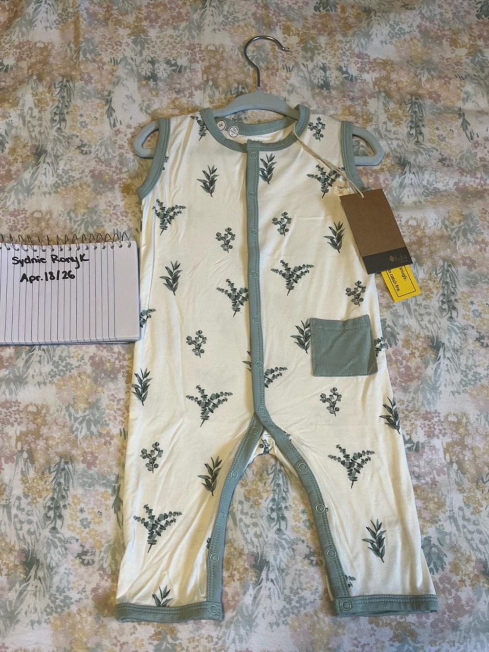 Kyte BABY Eucalyptus Sleeveless Snap Romper